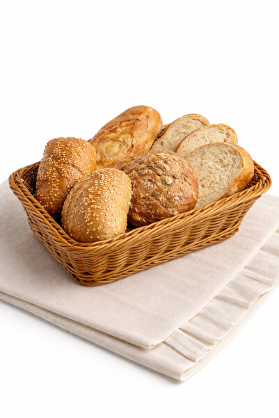 SepetçiBaba Hasır Suya Dayanıklı Ekmek Sepeti / Çok Amaçlı Sepet (22x15x7cm)