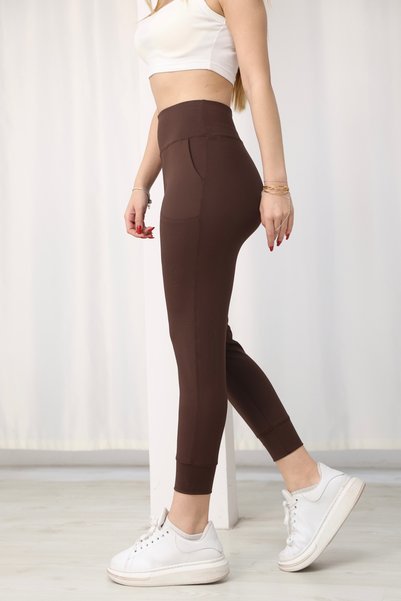 Sporza Women's Brown High Waist Jogger Sweatpants