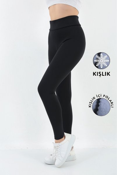 Warasiva Women's Black Winter Leggings with Fleece Inside, High Waist, Elastic, Firming t Shaping / Sculpting Featured Leggings