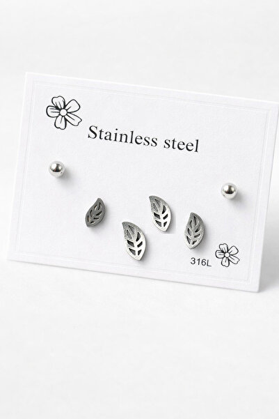 MakeWell Star Heart Leaf Butterfly Crescent Cat Design Steel Screw Earring Sets