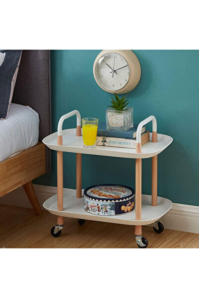 genric عربة تقديم متحركة من طبقتين من ون ديكور مزودة بعجلات - عربة تخزين للمط...