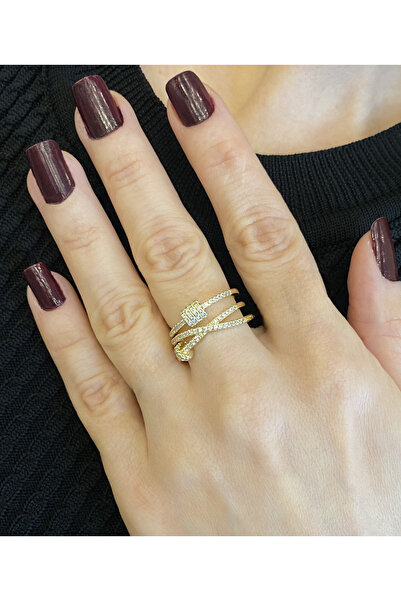 GOX 3-Strip Geometric Shaped Stone Ring