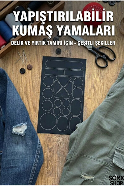 sonx ЧОРНИЙ Набір клейких тканинних латок – 1 ШТ. Практичне рішення для ремон...