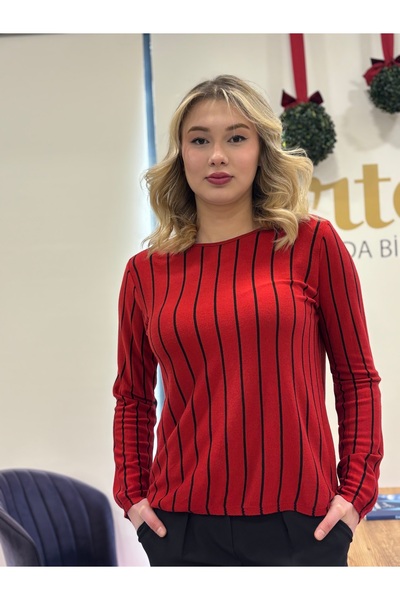 STAMINA Kadın Bisiklet Yaka Çizgili Kazak