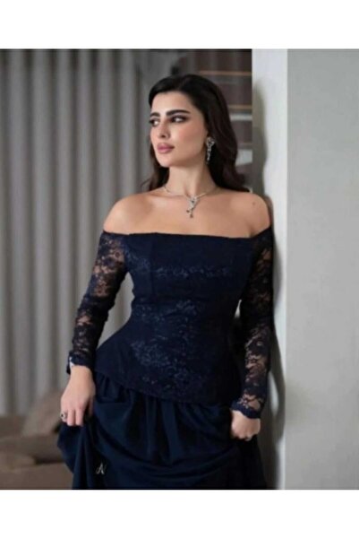 Mira Navy blue lace dress