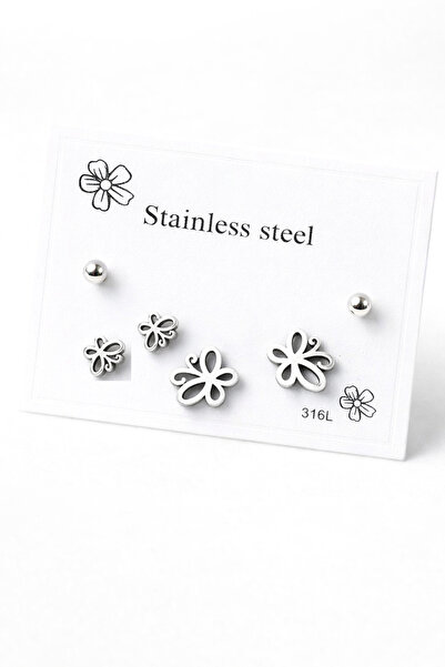 MakeWell Star Heart Leaf Butterfly Crescent Cat Design Steel Screw Earring Sets
