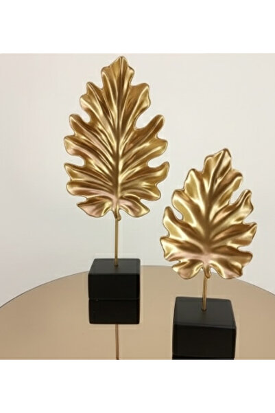 AKUA TAHTA 2’li Çınar Yaprağı Biblo Seti – Modern Dekoratif Obje