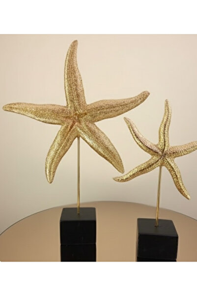 AKUA TAHTA Işıltılı İkili Deniz Yıldızı Dekoratif Biblo Seti