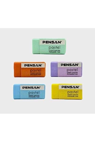 Pensan 5 قطع من الممحاة الملونة - لا تترك غبارًا (أزرق، أخضر، بنفسجي، أصفر، ب...