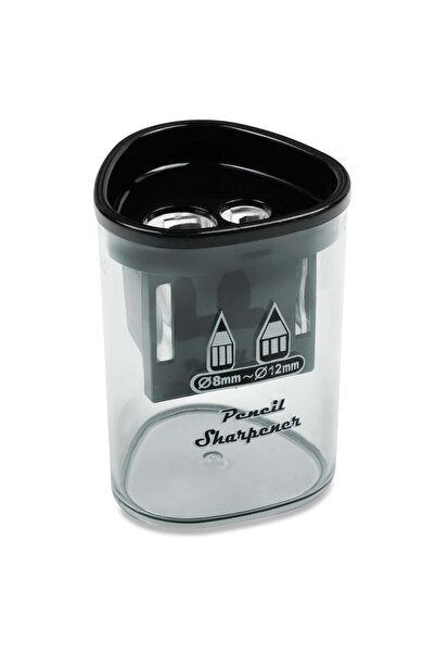 OEM Transparent Triangular Double Sharpener with Reservoir 5.5cm