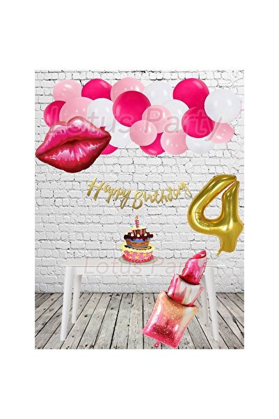 LOTUS PARTY Σετ γενεθλίων με θέμα τα χείλη και τα κραγιόν - Lip Foil Balloon ...