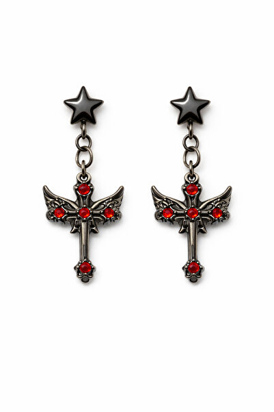 MakeWell Gothic Steel Earrings – Black Plated Unisex Dangle Earrings