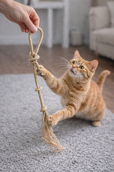 Naspar Natural Jute Rope Cat Toy / Cat Tassel / Cat Rope 60 cm