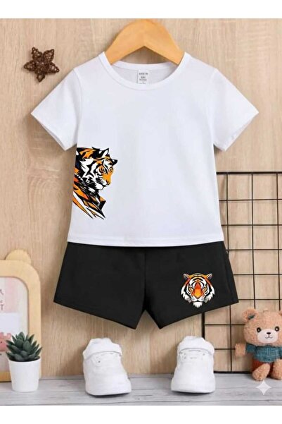 Nice Clothes Children's Tracksuit Set Hooded Unisex Side Tiger Print