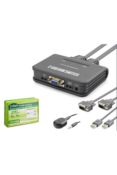 HADRUN بيانات هادرون-c123 Hdx1362 Vga Usb Kwm Switch 2 مدخل 1 مخرج سلكي أسود