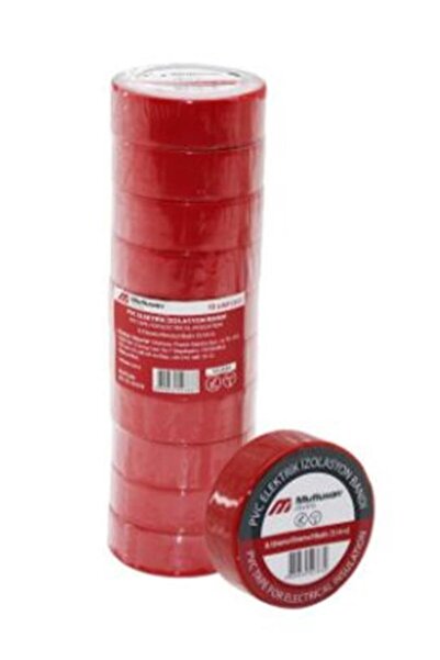 Mutlusan data-y543 10-19 شريط عازل 10 قطع (شريط كهربائي) أحمر 065133161019