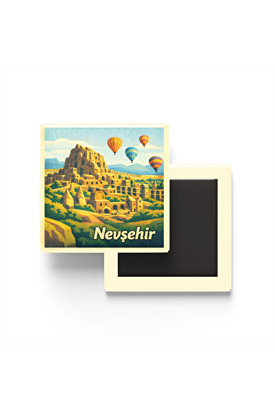iBerk Nevşehir - Kapadokya - Baskılı Buzdolap Magneti Kare - 9x9 cm