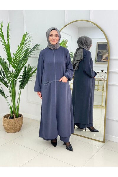 Summer Store Elegance Pocketed Tunic Pants Hijab Set