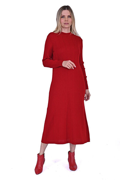 Invee INVEE 6954 فستان محبوك من مزيج الصوف - أحمر