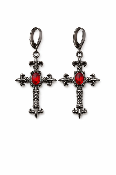 MakeWell Gothic Steel Earrings – Black Plated Unisex Dangle Earrings