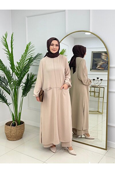 Summer Store Elegance Pocketed Tunic Pants Hijab Set