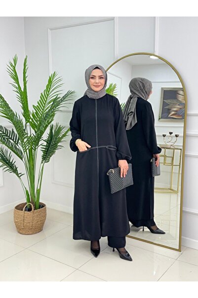 Summer Store Elegance Pocketed Tunic Pants Hijab Set