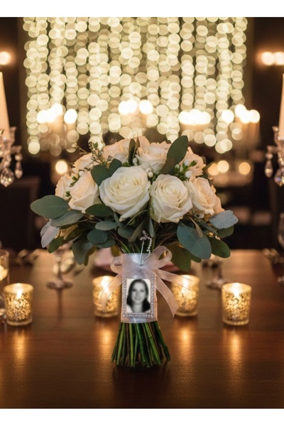 DKD Gelin Buketi Anı Charmı Kelebek Model Zirkon Taşlı - İğneli Hatıra Çerçev...