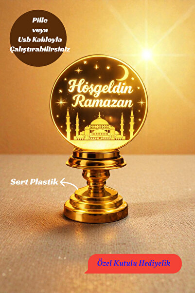 CHANCE GİFT Hoşgeldin Ramazan LED Masaüstü Lamba | Ramazan Dekorasyonu | İfta...