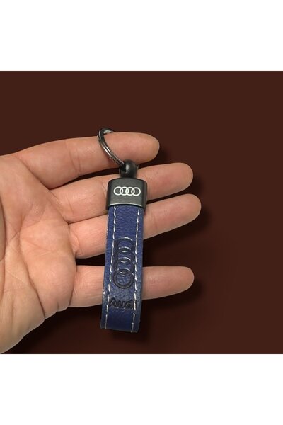 STİLİX GARAGE Audi Keychain with Text and Logo Dark Blue Synthetic Leather 1 ...