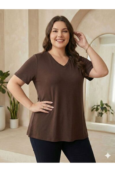 Vinola BÜYÜK BEDEN VİSKON PENYE KUMAŞ RAHAT KESİM BLUZ