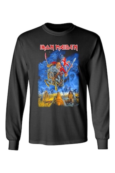OEM Tricou cu mânecă lungă, Iron Maiden, Cavaler, Negru