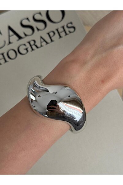 İREM YILDIZ Çelik CCB Gümüş Ayarlanabilir Kelepçe Bileklik