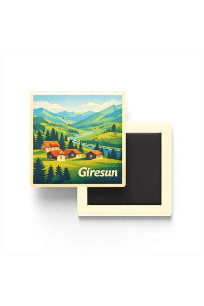 iBerk Mıknatıslı Buzdolap Magneti - Giresun - Kümbet Yaylası - 9x9 cm