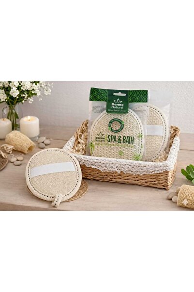 AKG 1 Adet Tutma Bantlı Oval Bambu, Pamuk, Palmiye ve Kabak Banyo Lifi-Kesesi