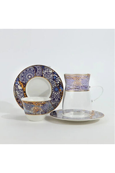 Generic Tea and coffee set - 36 pieces - luxurious with colorful decorations ...