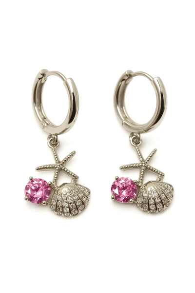 MakeWell Steel Bow Star Cherry Carousel Apple Figured Blue Stone Hoop Earring...