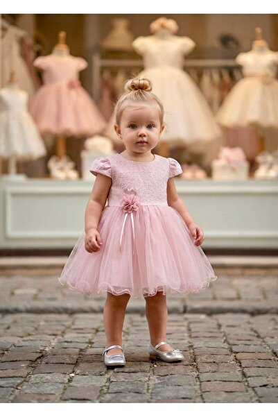 Miaras Baby Girl Jacquard Fabric Tulle Special Design Evening Dress