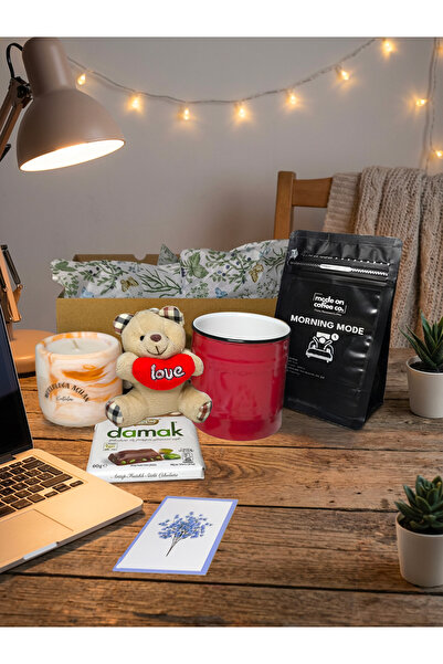 Butik Kırmızı Kupalı, Mumlu, Ayıcıklı, Kahveli, Premium Kutu, Sevgiliye, Arka...