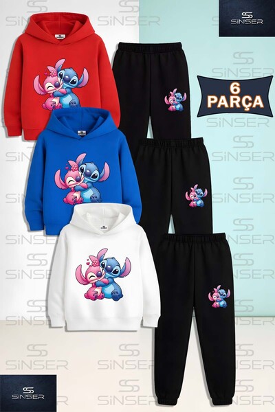SS SİNSER طقم رياضي للأطفال من الجنسين مكون من مطبوع قطع من LILO STICH SARILM...