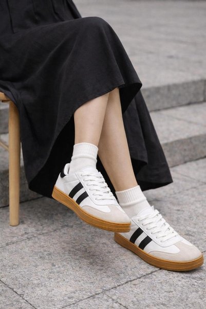 TAZELER.SHOES Women's Daily Thermo Sole Stitched Side Stripe Sports Shoes