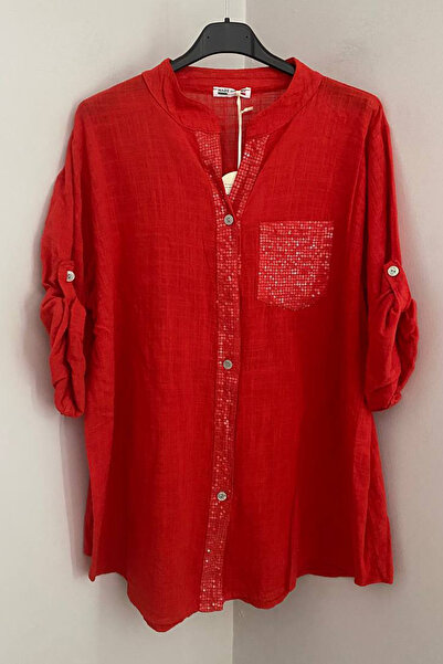 AYASOFYA OTANTIK Women's Italian Collar, Sequin Detailed, Pocketed, Foldable ...