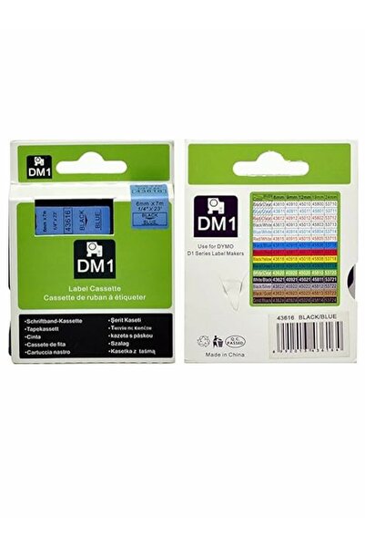 PUUN Dymo D1 43616 6 mm X 7 Mt Compatible Blue Label Black Text Ribbon Label ...
