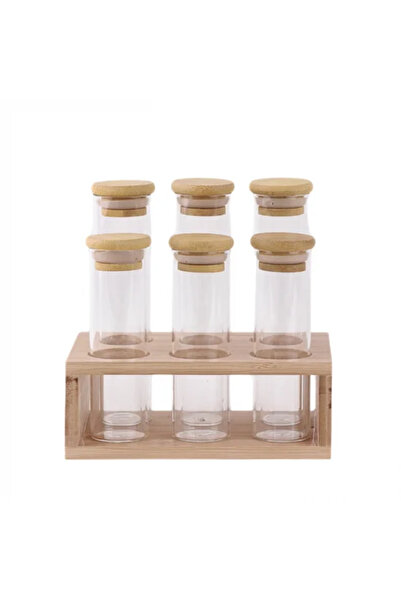 Generic A set of glass jars with a stand, 7 pieces