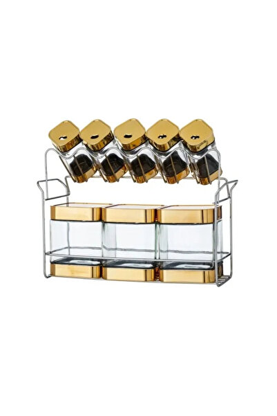 Generic 8-piece glass container set with silver steel stand