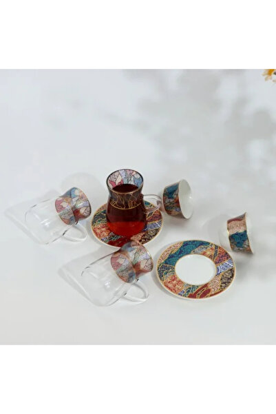 Generic Tea and coffee set - 36 pieces - luxurious with colorful decorations ...