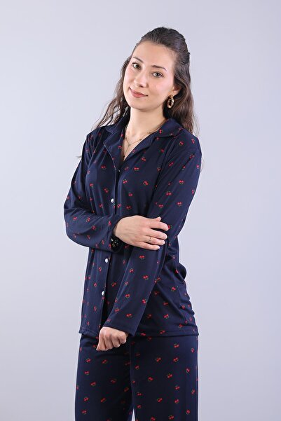 Mckanzie 3306 Milan Soft Shirt Collar Long Sleeve Long Bottom Pajama Set