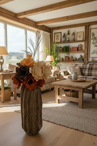 Limboda Papier-mâché Bronz Dalgalı Yer Vazo 65 cm