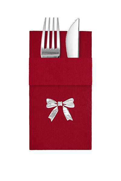 Story مناديل ورقية فضية مقاس 40×40 سم بنمط شريط مزين بفيونكة، 16 جيبًا، لونها...