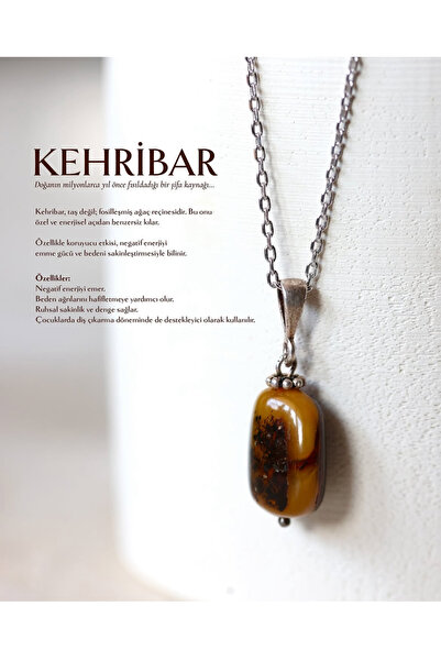 DIVA STONES Kehribar Gümüş Kolye