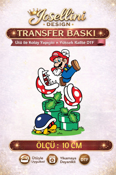 Josellini Retro Oyun Karakteri Figürlü DTF Transfer Baskı 10 cm